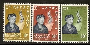 Ethiopia 425-27 MNH 1964 Eleanor Roosevelt CV $5.25