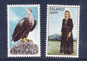 Iceland-Scott#378-9-Unused NH set-Birds-Sea Eagle-Nat'l C