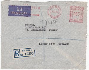 1944 Tel Aviv Palestine Meter cover to England Lloyd's Bank