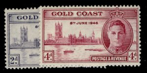 GOLD COAST GVI SG133a-134a, VICTORY set, M MINT. PERF 13½