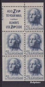 BOBPLATES #1213c Washington Booklet Slogan 3 Upper Left 28619 55% MNH DCV=$60