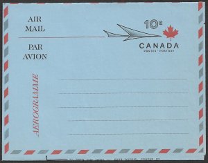 CANADA 1960 10c CARGO PLANE AIR LETTER / AEROGRAMME Unitrade UA22 Unused
