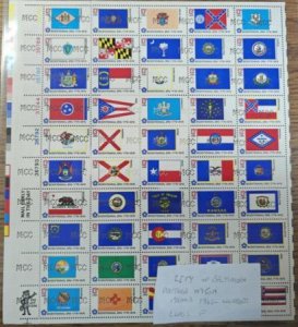 US Modern #1633-82 NH  American Bicentennial Issue 50 state flags full pane o...