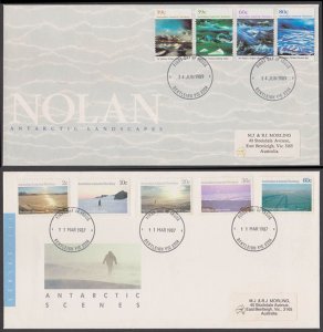 AUSTRALIAN ANTARCTIC TERRITORY 1987 & 1989 LANDSCAPES & SCENES FDC 2nos