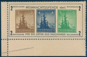 Germany SBZ Thueringen Thuringia 1945 Weihnachts Block 1t Christmas SS 86899