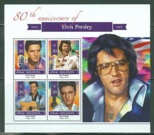 MALDIVES  2015 80th BIRTH ANNIVERSARY OF ELVIS PRESLEY  SHEET  MINT NH