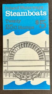 BK166 Inland Waterways Steamboats #2409a Booklet of 20  25c FV $5.00  1989