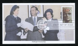 US 3065 Fullbright Scholarships 50th Anniv. UA Mystic cachet FDC