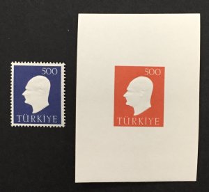Turkey 1959 #1472,72a, Kemal Ataturk, MNH.