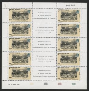 FRENCH POLYNESIA,STAMP ON STAMP 1992, MINISHEET MNH