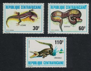 Central African Rep. Lizard Snake Crocodile Reptiles 3v 1981 MNH SG#800-802