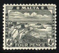 Malta #53 Cat$17.50, 1915 4p black, hinged