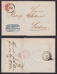 Austria - 1854 - Scott #3e - used on 1856 cover - GRATZ pmk