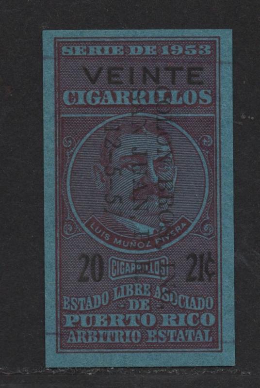 $US/Puerto Rico 1953 Cigarette Revenue 20 @ 21c