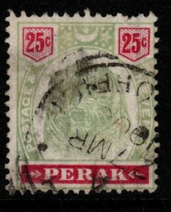 MALAYA PERAK SG73 1897 25c GREEN & CARMINE USED