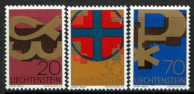 Liechtenstein Scott 426-28 (SW 486-88) MNH (1967) Religion - Christian Symbols