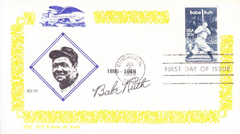 Babe Ruth 1983 First Day Covers  Baseball R.J.T. Color Cachets