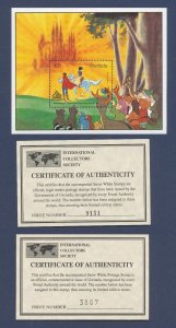 GRENADA 1540 & 1546 - two MNH S/S - SNOW WHITE  - 1987 - 2PIX