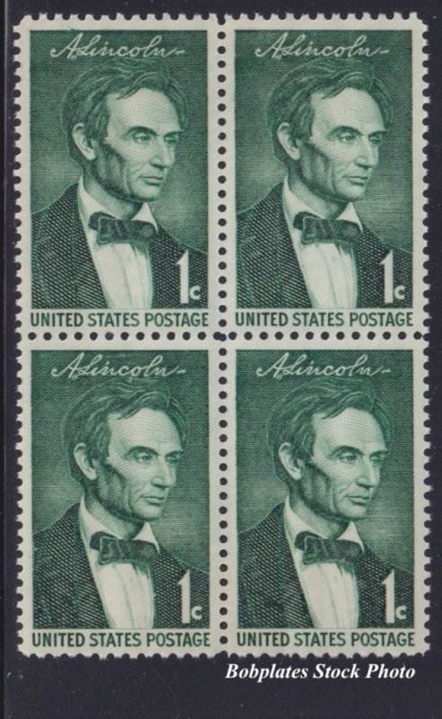 BOBPLATES #1113 Lincoln Block of 4 F-VF NH SCV=$1