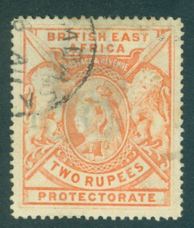 SG 93 British East Africa 1897-1903. 2r orange. Very fine used with a Mombasa...