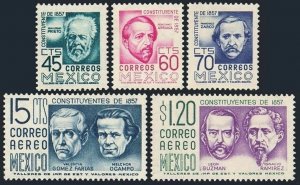 Mexico 898-900,C236-C237,MNH.Michel 1062-1066. Constitution-100,Portraits,1956.