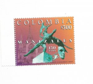 COLOMBIA 1998 150TH ANNIVERSARY OF MANIZALES STATUE SCULPTURE 1 VALUE MINT NH