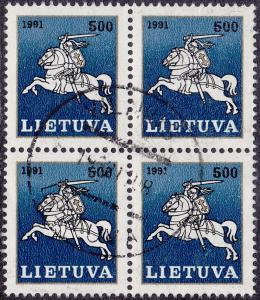 Lithuania - 1991 - Scott #416 - used block of 4