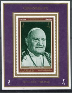 Ajman 1971 POPE JOHN XXIII 1958/1963 Gold s/s Imperforated Mint (NH)