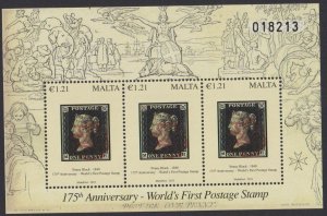 Malta 2015 175 Years of Black Penny Stamp S/S MNH