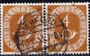 Germany 1951,Sc.#671 used pair, Digits with Posthorn