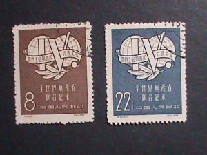 ​CHINA-1957-SC#317-8  4TH INTERNATIONAL TRADE UNION CONGRESS- USED VERY FINE