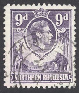 Northern Rhodesia Sc# 39 Used 1952 9p King George VI