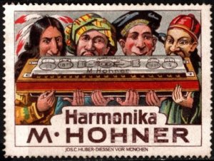 Vintage Germany Poster Stamp M. Hohner Harmonicas