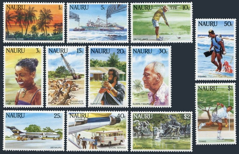 Nauru 285-296, MNH. Mi 287-298. 1984. Coastal scene: Fishing, Golfer,Tennis,Jet,