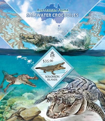 SOLOMON ISLANDS 2013 SHEET SALTWATER CROCODILES REPTILES WILDLIFE slm13403b