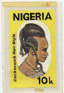 Nigeria 1987 Women's Hairstyles - original hand-painted a...