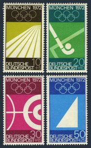 Germany B446-B449,MNH.Michel 587-590. Olympics Munich-1972.Track,Hockey,Archery,