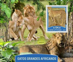 St Thomas - 2021 African Big Cats, Cheetah - Stamp Souvenir Sheet - ST210501b