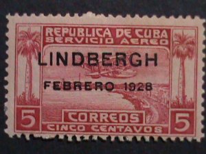 ​CUBA 1928-AIRMAIL-SC#C2 94 YEARS OLD-LINDBERGH OVER PRINTED -RARE MNH -VF