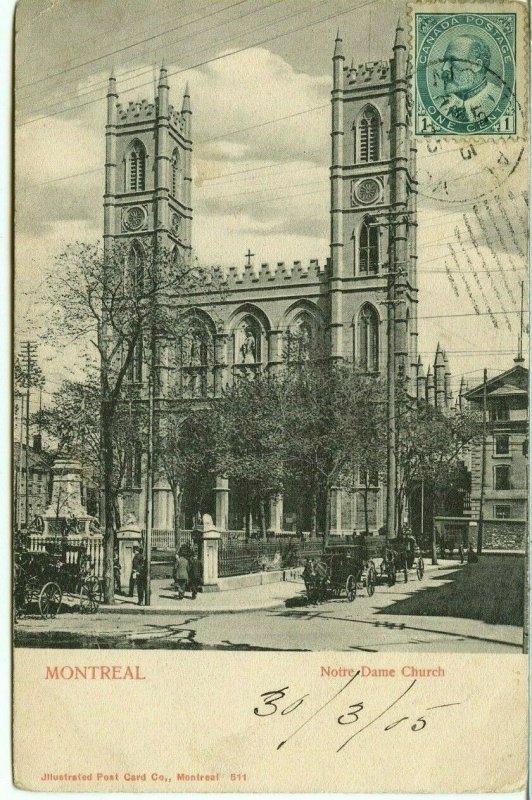 to FRANCE 1905 Notre Dame church Edward issue Post Card Canada