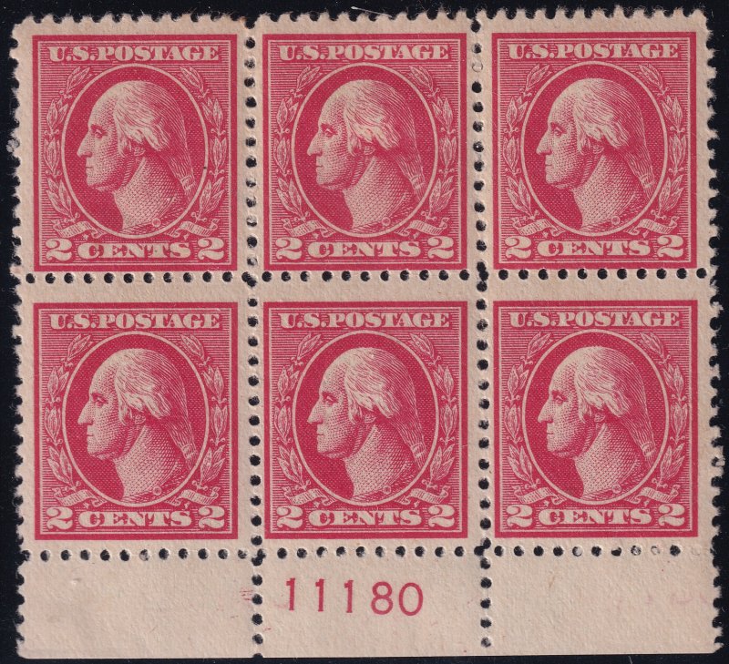 #527 Mint OG, F-VF, Plate number block of 6 (CV $185) (CV $18 - ID49740) - Jo...