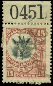 Tanganyika Scott #14 SG #76 Used with Numeric Margin Tab