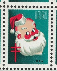 JASTAMPS: 9 - 1951 Christmas Seals Santa Clause Back of Book Poster Stamps MNH