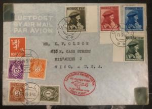 1946 Oslo Norway First Flight cover FFc To New York USA Scandinavian Airlines