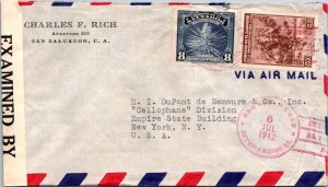 SCHALLSTAMPS EL SALVADOR 1940-45 POSTAL HISTORY CENSORED AIRMAIL COVER ADDR USA