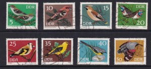 German Democratic Republic  DDR   #1453-1460 used 1973 birds