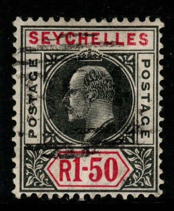 SEYCHELLES SG69 1906 1r50 BLACK & CARMINE USED