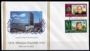 Ascension Island 1974 Sc#181/182 SIR WINSTON CHURCHILL Set(2) LIMITED FDC