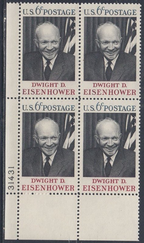 Scott 1383 MNH LL Pl Blk 31431 - Dwight D. Eisenhower