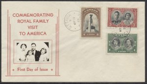 1939 #246-248 Royal Visit Combo FDC  Washington Photo Cachet Ottawa CDS